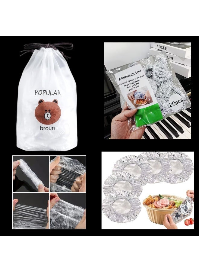 200 Reusable flexible transparent food covers + 20 piece of heat-insulating aluminum lids, For less than 0.50 cent keep food hot and fresh for Fruit ,Meals and Dishes - Image 2